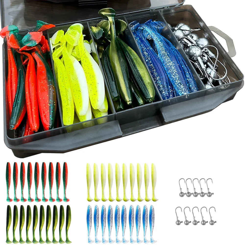 Kit Swimbaits Blandos con Cabezas plomadas