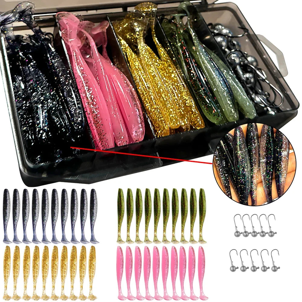 Kit Swimbaits Blandos con Cabezas plomadas